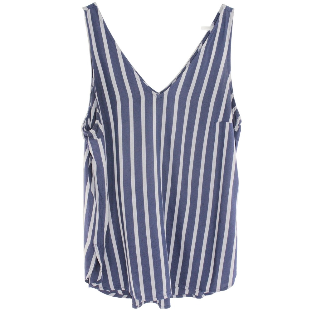 Old Navy Tank Top Striped V-Neck Size S Blue White